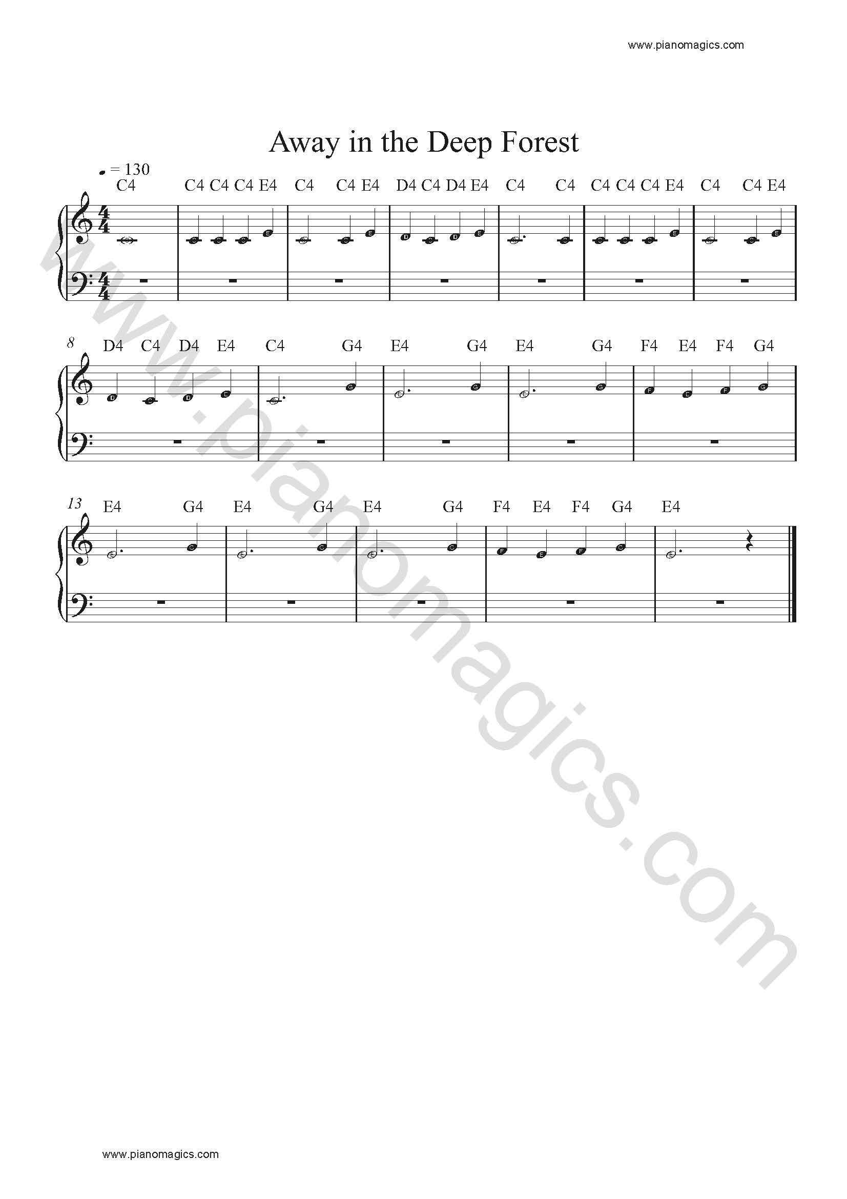 Away In The Deep Forest Sheet Music